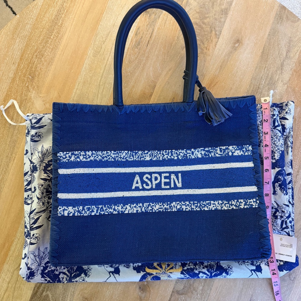 NWT Beaded Jute Aspen Tote Bag - Picture 2 of 4